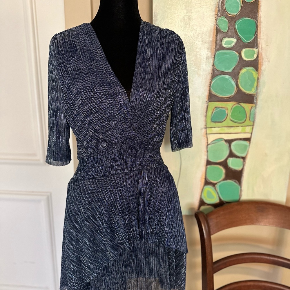 Maje Blue Ruched Wrap Dress for Cocktail